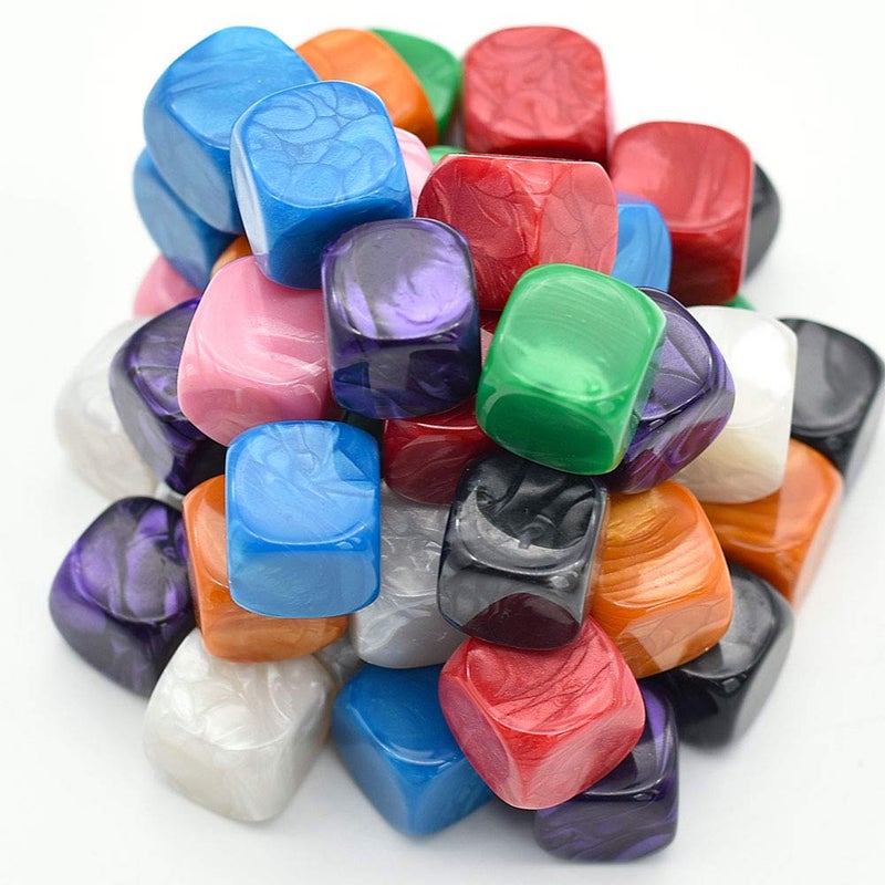 HD DICE 48 Pcs Blank DIY Dice Cubes, 16mm, 8 Colors, Acrylic, Hexahedron, Multicolor, Games - Image 3